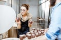 Man and woman working with ceramics at the pottery Royalty Free Stock Photo