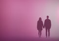 Man woman young couple in love pink mist generative AI illustration Royalty Free Stock Photo