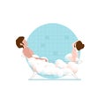 Man and women bath together in bathtub - vector