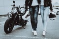 Man And Women Bikers. Motorcycle Ride Concept. Royalty Free Stock Photo