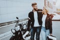 Man And Women Bikers. Motorcycle Ride Concept Royalty Free Stock Photo