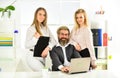 Man and women business colleagues. Office flirt. Career company. Flirting and seduction. Flirting with boss. Secretary Royalty Free Stock Photo