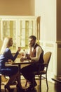 Man and woman dating in restaurant Royalty Free Stock Photo