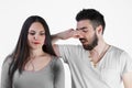 Man and woman face strong sweat odor Royalty Free Stock Photo