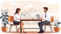 Man and a women formal discussion in an office illustration