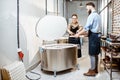 Man and woman working with ceramics at the pottery Royalty Free Stock Photo