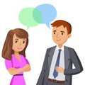 Man and women talking. Meeting colleagues or friends. Vector