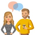 Man and women talking. Talk of couple or colleagues. Vector Royalty Free Stock Photo