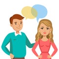 Man and women talking. Talk of couple or friends. Vector