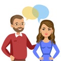 Man and women talking. Talk of couple or friends. Vector