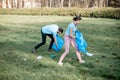 Volunteers cleaning public park from the rubbish