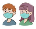 Man and women wearing surgical mask