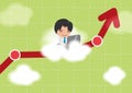 Man Work Cloud Stock Market Vector Royalty Free Stock Photo
