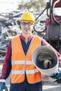 Man at work in landfills Royalty Free Stock Photo