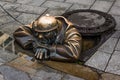 Man at work landmark in historic center of bratislava Royalty Free Stock Photo