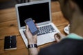 Man at work: Laptop Laptop and phone , home office