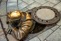 Man at Work sculpture, Bratislava, Slovakia Royalty Free Stock Photo
