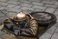 Man at work sight in historic center of bratislava Royalty Free Stock Photo