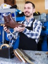 Man worker displaying result of his work Royalty Free Stock Photo