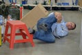 Man worker with knee injury concept accident at work