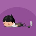 Man Worker Tired Power Plug Vector