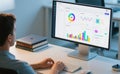 Man Working on AI Dashboard with Data Analytics and Charts Royalty Free Stock Photo