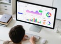 Man Working on AI Dashboard with Data Analytics and Charts Royalty Free Stock Photo