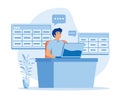 Man working with big data and databases, using laptop and excel tables.