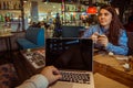 Man working in cafe