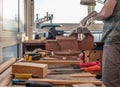 Man working in a carpentry workshop Royalty Free Stock Photo