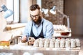 Man working with ceramics at the pottery Royalty Free Stock Photo