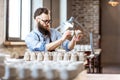 Man working with ceramics at the pottery Royalty Free Stock Photo