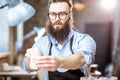 Man working with ceramics at the pottery Royalty Free Stock Photo