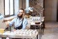 Man working with ceramics at the pottery Royalty Free Stock Photo