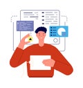 Man working with charts. Analytics or developer, professional geek and coder. Technologies in business, programmer Royalty Free Stock Photo