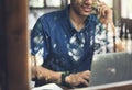 Man Working Coffee Shop Cafe Concept Royalty Free Stock Photo