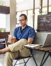 Man Working Coffee Shop Cafe Concept Royalty Free Stock Photo