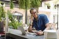 Man Working Coffee Shop Cafe Concept Royalty Free Stock Photo