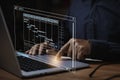 Man working with computer in business analysis and data management system Royalty Free Stock Photo