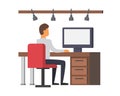 Man working on computer. Business office vector Royalty Free Stock Photo