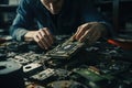 Man Working on Computer Motherboard