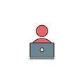 Man working on computer vector icon symbol working isolated on white background Royalty Free Stock Photo