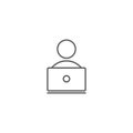 Man working on computer vector icon symbol working isolated on white background Royalty Free Stock Photo