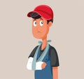 Sad Worker Suffering from a Work Injury Vector Illustration