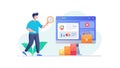 Man Working on Dashboard Analytics, Business Reporting and Data Visualization, Insights, vector design Generative AI Royalty Free Stock Photo