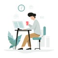 Man working at the desk, office character at the workplace. Royalty Free Stock Photo