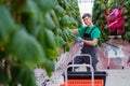 Man working in a greenhouse Royalty Free Stock Photo