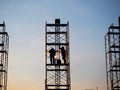 Man Working on the Working at height on construction Royalty Free Stock Photo