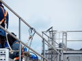 Man Working on the Working at height on construction site Royalty Free Stock Photo