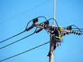 Man Working on the Working at height on construction site Royalty Free Stock Photo